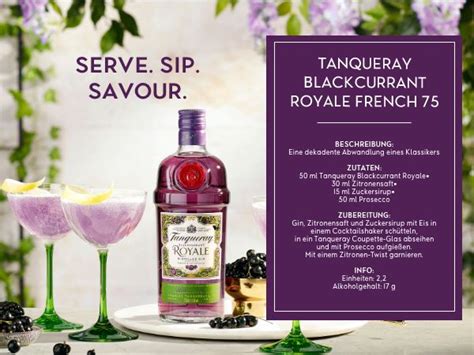 Tanqueray Blackcurrant Royale Distilled Gin Ideale Spirituose für