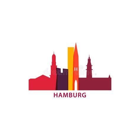 Hamburg City Cool Skyline Vector Logo Illustration Stock Vector