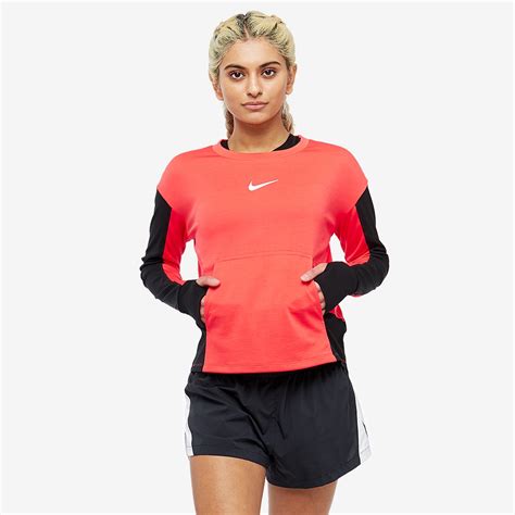 Nike Womens Pacer Crew Performance Top Ember Glowblackwhite Womens Clothing Aj8255 850