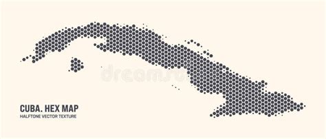 Cuba Map Vector Hexagonal Half Tone Pattern Isolated On Light