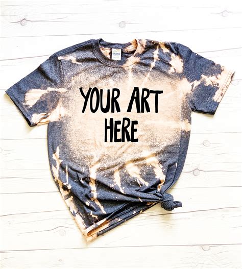 BLEACHED Tee Shirt Mockup Mock Up Bleach Tee Flat Lay Gildan Etsy