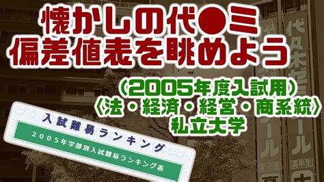 【関西私大序列愛知私大序列首都圏私大序列大学群】懐かしの代 ミ偏差値表（魚拓）を眺めよう！〈2005年・法経済経営商系統・私立大学編