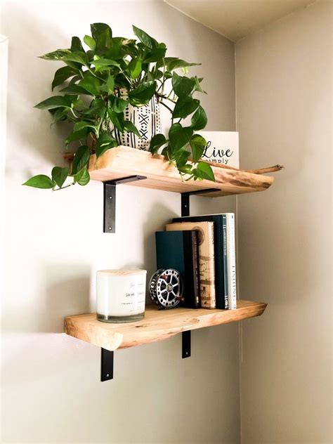 Rustic Live Edge Floating Shelf Shelves Pantry Shelves Etsy