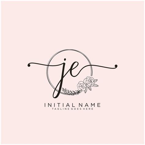 Inicial Je Femenino Logo Colecciones Modelo Escritura Logo De Inicial