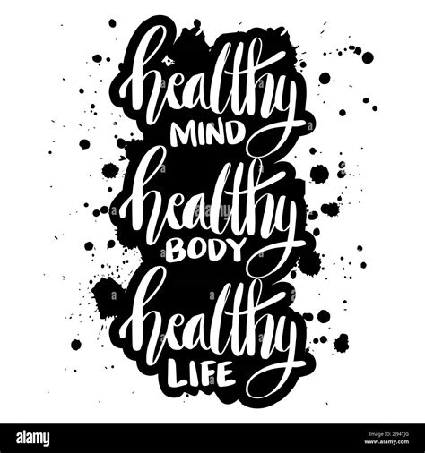 Healthy mind healthy body healthy life. Poster quotes Stock Photo - Alamy