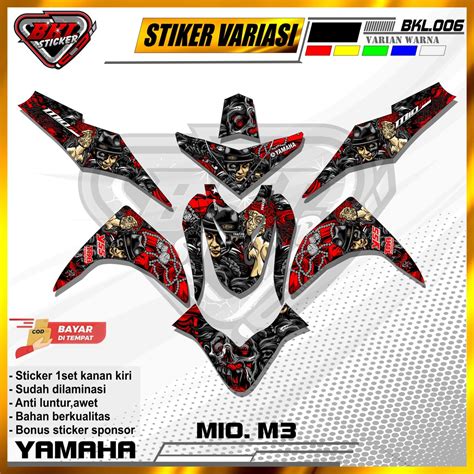 Jual Stiker Striping Decal Variasi Lis Mio M Full Body Desain Racing