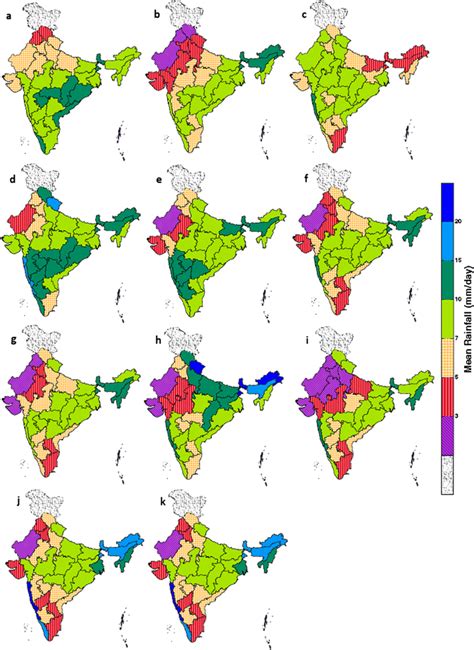 Subdivisional Climatology Of Monsoon Rainfall Mm Day From Different