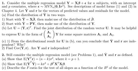 Consider The Multiple Regression Model Y Xb Chegg