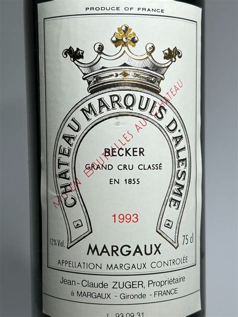 1993 Château Marquis d Alesme Becker Margaux 3ème Grand Cru Classé