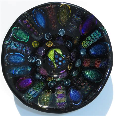 Dichroic Fused Glass Multicolored Bowl Signed Ebay