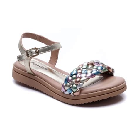 Sandália Infantil Anabela Pink Cats Nude Multicores