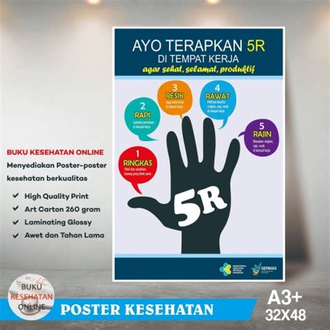 Jual Poster Kesehatan Ayo Terapkan R Di Tempat Kerja Laminating Glossy