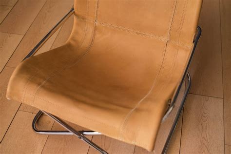 Vintage Takeshi Nii Leather Sling Chair Mid Century Maddist