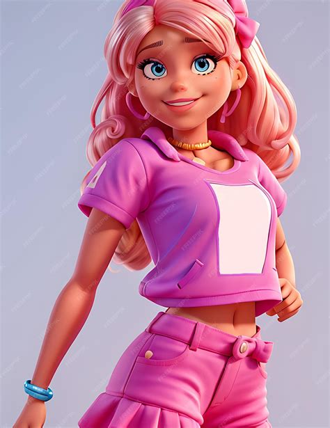 Premium Ai Image Barbie Dressed In Hip Hop Style With Pink Tshirt