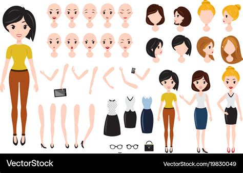 Woman Character Creation Set Self Confident Vector Image