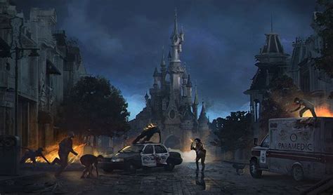 Disneyland Zombie Apocalypse Destroyed City Art Apocalypse Zombie Art