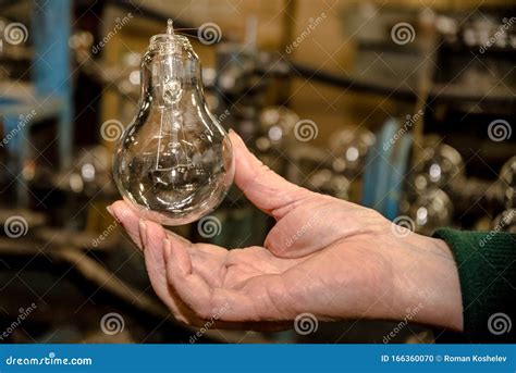 Lamp Production At The Factory Manufacturing Process Stock Photo