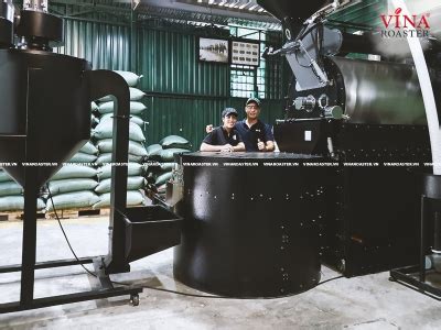 Máy rang cà phê 60kg double drum hot air hồi khí Auto