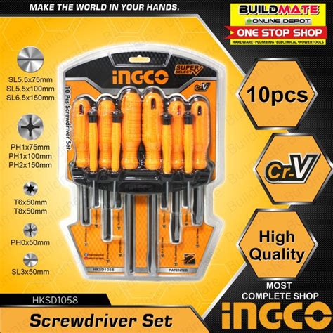 BUILDMATE Ingco Screwdriver Set 4PCS 10PCS Flat Philip Precision