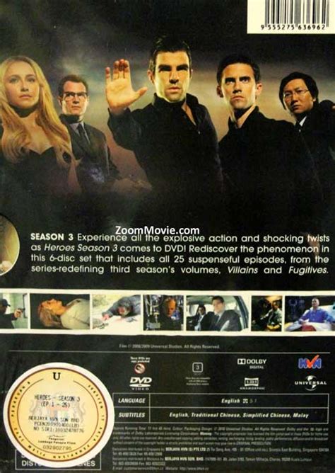 Heroes Season 3 Dvd American Tv Series 2008 Episode 1 25 End Cast