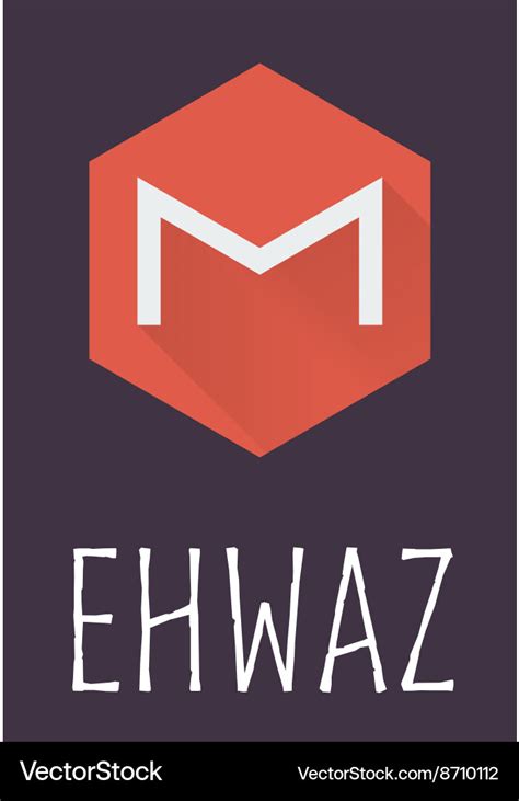 Ehwaz Rune Of Elder Futhark In Trend Flat Style Vector Image