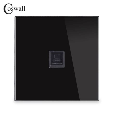 Coswall Crystal Tempered Glass Panel RJ45 CAT5E Internet Jack Wall Data