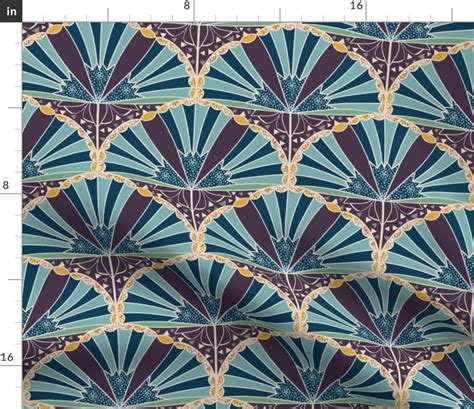 Art Deco Trumpet Flower Scallop with Fabric | Spoonflower