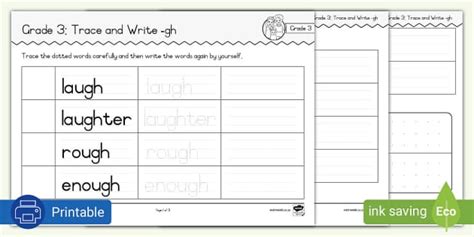 Grade Phonics Trace And Write Gh Hecho Por Educadores