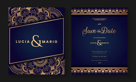 Luxury Wedding Invitation Card Design With Golden Mandala And Abstract