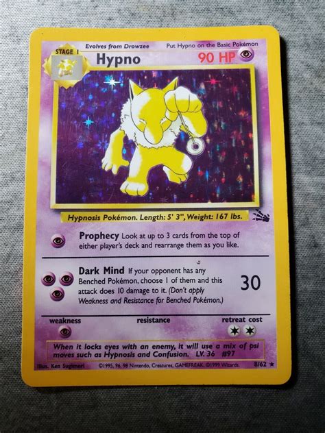 Hypno Holo Rare Unlimited Fossil Set Pokemon Card Wotc Ebay