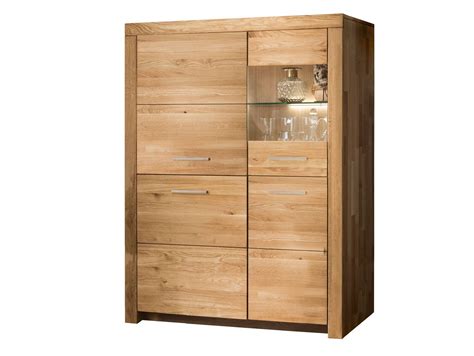 KAMILLA Highboard I Material Massivholz Wildeiche geölt Türanschlag