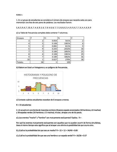 Foro Probabilidadsn Foro Foro En Un Grupo De Estudiantes Se