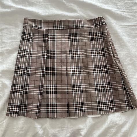 Brown Pleated Skirt Cute Pleated Skirt With Neutral Depop