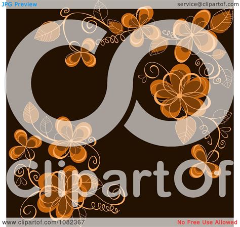 Clipart Floral Background With Brown Flowers - Royalty Free Vector ...