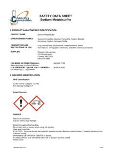 SAFETY DATA SHEET Sodium Metabisulfite Safety Data Sheet Sodium