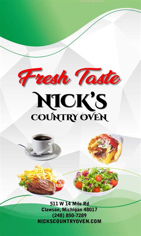 Online Menu of Nick's Country Oven Restaurant, Clawson, Michigan, 48017 - Zmenu