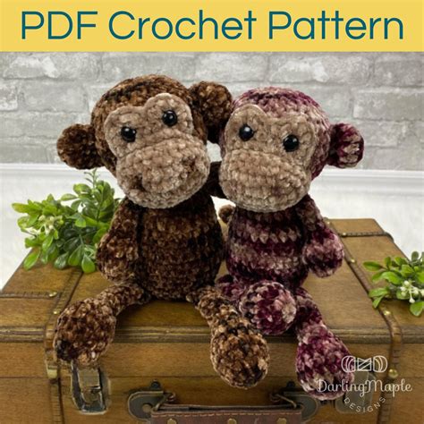 PDF Flip Flop Monkey Crochet Pattern. Monkey Amigurumi Stuffy. Wild ...