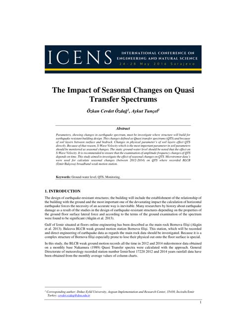 Pdf The Impact Of Seasonal Changes On Quasi Transfer Spectrums