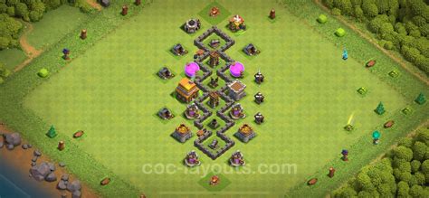 Trophy Defense Base Th4 With Link Clash Of Clans 2024 Town Hall