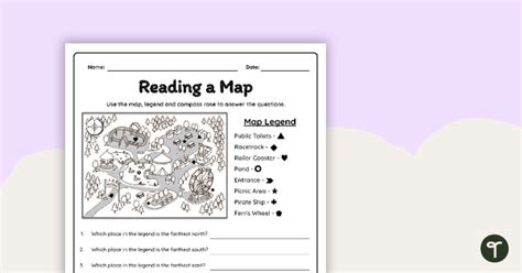 Reading a Map Worksheet | Teach Starter - Worksheets Library