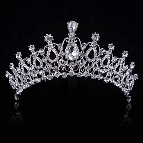 Pageant Crystal King Crown Pearl Princess Bride Tiara Diadem Wedding