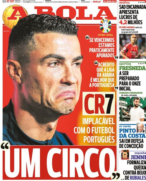Capa Jornal A Bola 7 Setembro 2023 Capasjornaispt