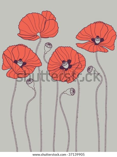 Poppys Vector Background Stock Vector Royalty Free