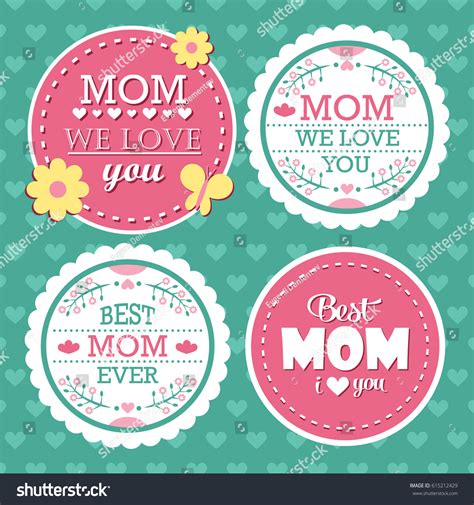 Mothers Day Lettering Calligraphic Emblems Badges Stock Vector Royalty