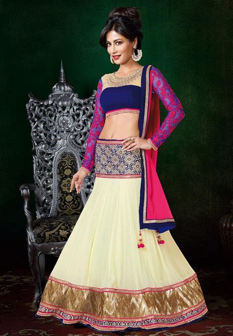 Light Beige Faux Georgette Lehenga Choli With Dupatta Online Shopping