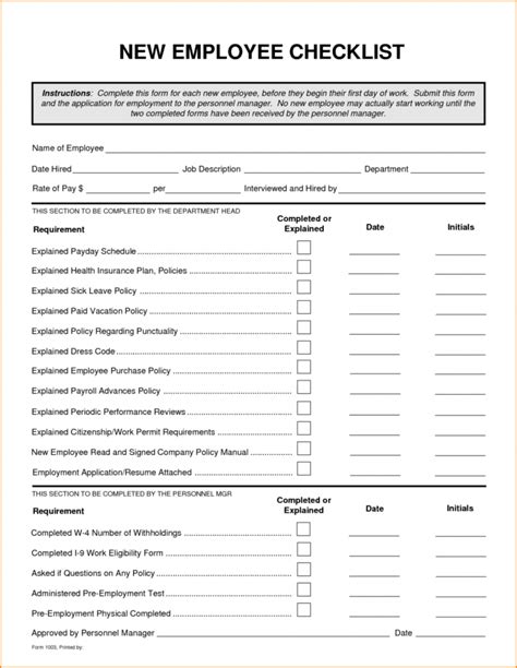 Free New Hire Application Template Welcome To Loyee Business Checklist