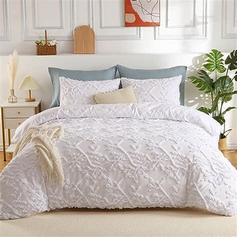 Caromio Boho Duvet Cover Queen Branches Tufted Queen Duvet Cover For All Seasons 3 Pieces