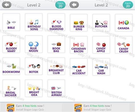 Logo Quiz Emoji [level 2] Answers By Bubble Quiz Games ~ Doors Geek