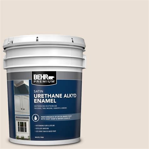 BEHR PREMIUM 5 Gal N190 1 Smokey Cream Urethane Alkyd Satin Enamel