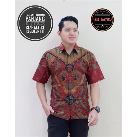 Jual Parang Utomo Sm Batiksoloamanah Baju Kemeja Batik Solo Pria Lengan